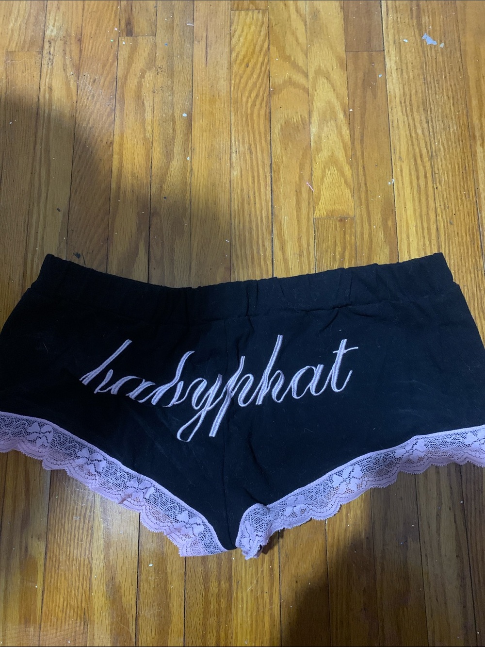 Babyphat Black Lace-Trim Boyshorts with Pink Accent - Picture 2 of 2